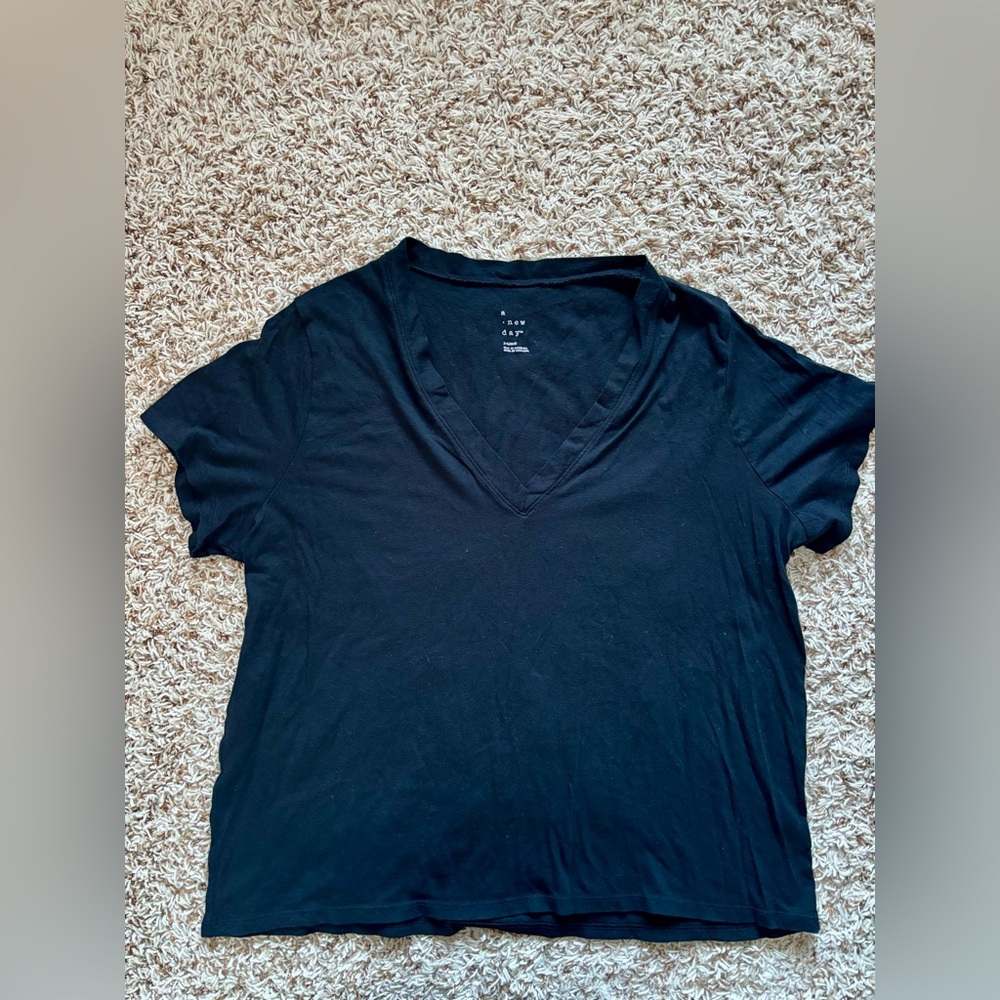 a new day Black V-Neck Short Sleeve Tee
